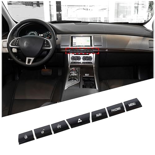 METYOUCAR Auto-Multimedia-Tastenabdeckung, Aufkleber, kompatibel mit Jaguar XF 2012–2015, Zentralsteuerung, Armaturenbrett-Tasten-Reparaturset, Auto-Styling, Innenausstattung, Jaguar XF-Zubehör (7 von METYOUCAR