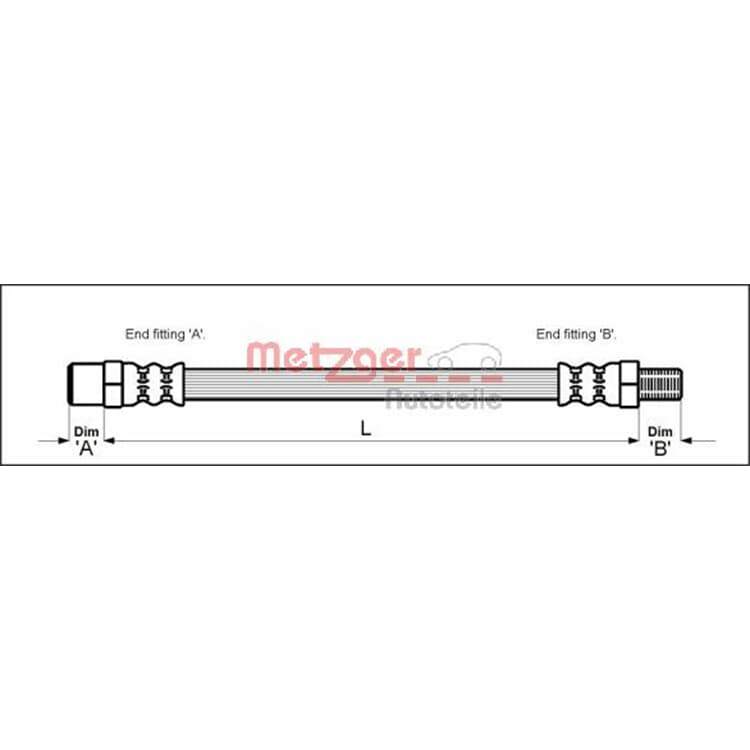 2 Metzger Bremsschl?uche hinten Audi von METZGER