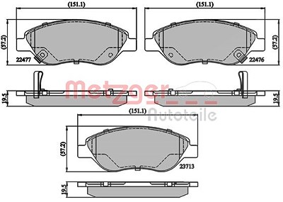 Metzger Bremsbeläge vorne (Satz) [Hersteller-Nr. 1170897] für Fiat von METZGER