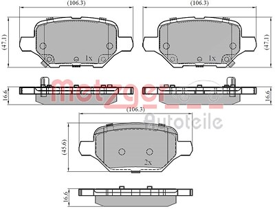 Metzger Bremsbelagsatz, Scheibenbremse [Hersteller-Nr. 1170932] für Opel von METZGER