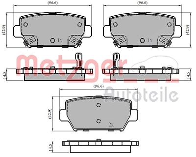 Metzger Bremsbelagsatz, Scheibenbremse [Hersteller-Nr. 1170967] für Mitsubishi von METZGER