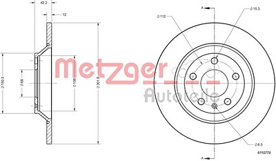 Metzger Bremsscheibe [Hersteller-Nr. 6110778] für Audi von METZGER