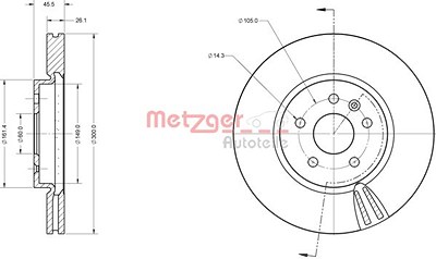 Metzger Bremsscheibe [Hersteller-Nr. 6110836] für Chevrolet, Opel, Vauxhall von METZGER