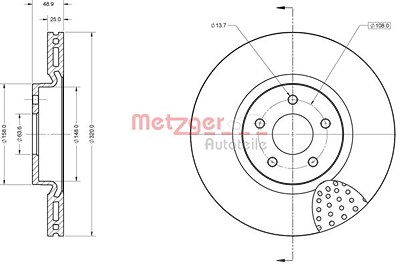 Metzger Bremsscheibe [Hersteller-Nr. 6110842] für Ford von METZGER