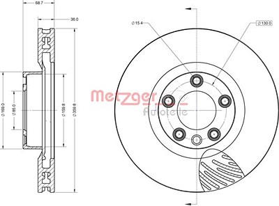 Metzger Bremsscheibe [Hersteller-Nr. 6110854] für Porsche, VW von METZGER