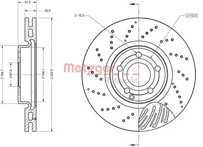 Metzger Bremsscheibe [Hersteller-Nr. 6110867] für Mercedes-Benz von METZGER