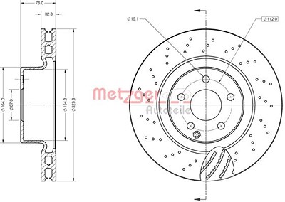 Metzger Bremsscheibe [Hersteller-Nr. 6110870] für Mercedes-Benz von METZGER