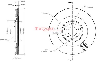 Metzger Bremsscheibe [Hersteller-Nr. 6110875] für Audi, VW von METZGER