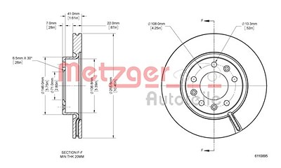 Metzger Bremsscheibe [Hersteller-Nr. 6110895] für Peugeot von METZGER