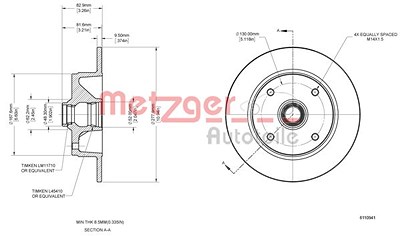 Metzger Bremsscheibe [Hersteller-Nr. 6110941] für VW von METZGER