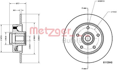 Metzger Bremsscheibe [Hersteller-Nr. 6110948] für Renault von METZGER