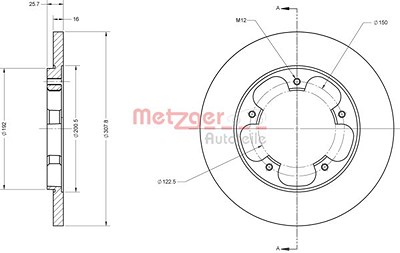 Metzger Bremsscheibe Hinterachse Voll [Hersteller-Nr. 6110816] für Ford von METZGER