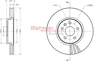 Metzger Bremsscheibe Vorderachse Belüftet [Hersteller-Nr. 6110855] für Opel von METZGER