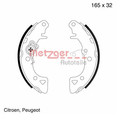 Metzger Bremsbackensatz, Trommelbremse [Hersteller-Nr. MG429] für Citroën, Peugeot von METZGER