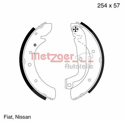 Metzger Bremsbackensatz [Hersteller-Nr. MG570] für Peugeot, Fiat, Citroën von METZGER