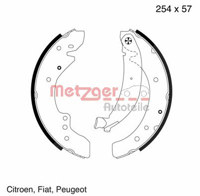 Metzger Bremsbackensatz [Hersteller-Nr. MG619] für Citroën, Fiat, Peugeot von METZGER