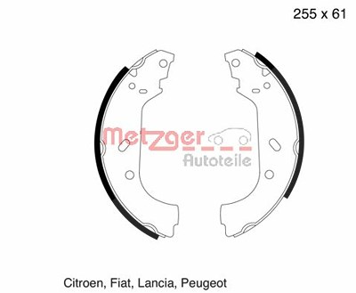 Metzger Bremsbackensatz [Hersteller-Nr. MG600] für Citroën, Fiat, Lancia, Peugeot von METZGER