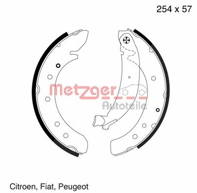 Metzger Bremsbackensatz [Hersteller-Nr. MG620] für Citroën, Fiat, Peugeot von METZGER