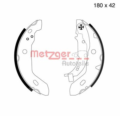 Metzger Bremsbackensatz Hinterachse [Hersteller-Nr. MG713] für Mercedes-Benz von METZGER