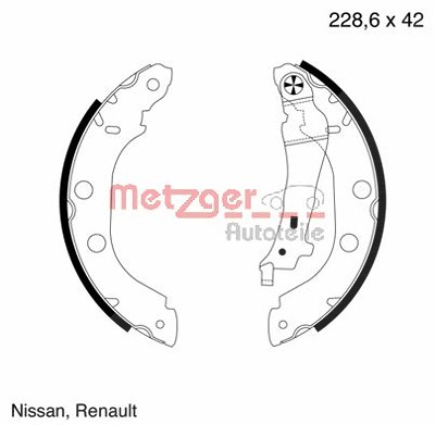 Metzger Bremsbackensatz Trommelbremse Hinterachse [Hersteller-Nr. MG645] für Nissan, Renault von METZGER