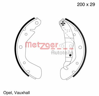 Metzger Bremsbackensatz Trommelbremse Hinterachse [Hersteller-Nr. MG563] für Opel von METZGER