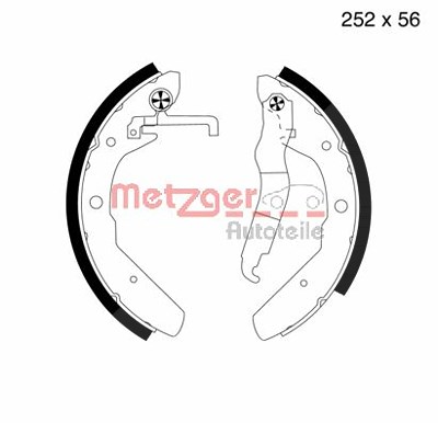 Metzger Bremsbackensatz für Trommelbremse [Hersteller-Nr. MG373] für VW von METZGER