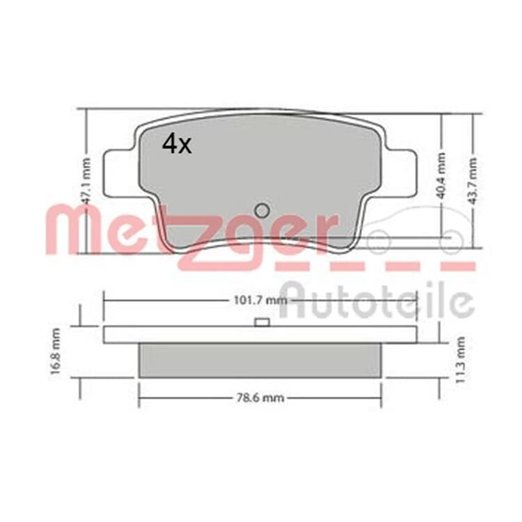 Metzger Bremsbel?ge hinten Abarth Grande Fiat Grande Punto Opel Corsa von METZGER