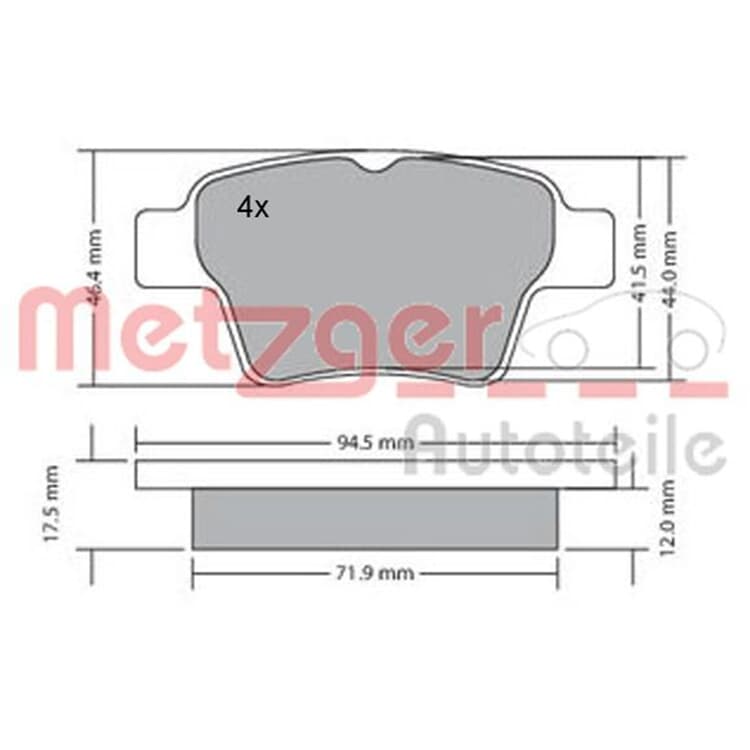 Metzger Bremsbel?ge hinten Citroen C4 Peugeot 207 207/207+ 307 von METZGER