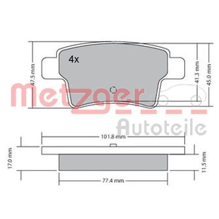 Metzger Bremsbel?ge hinten Citroen C4 von METZGER