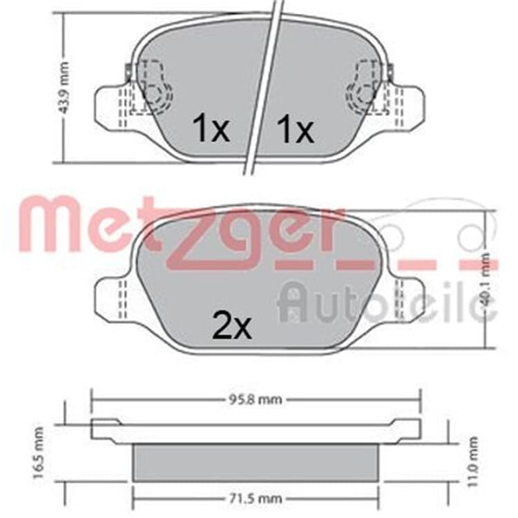 Metzger Bremsbel?ge hinten Fiat 500l von METZGER