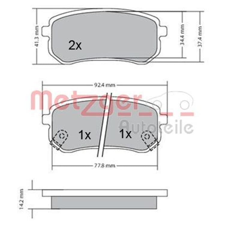 Metzger Bremsbel?ge hinten Hyundai I10 Kia Picanto von METZGER