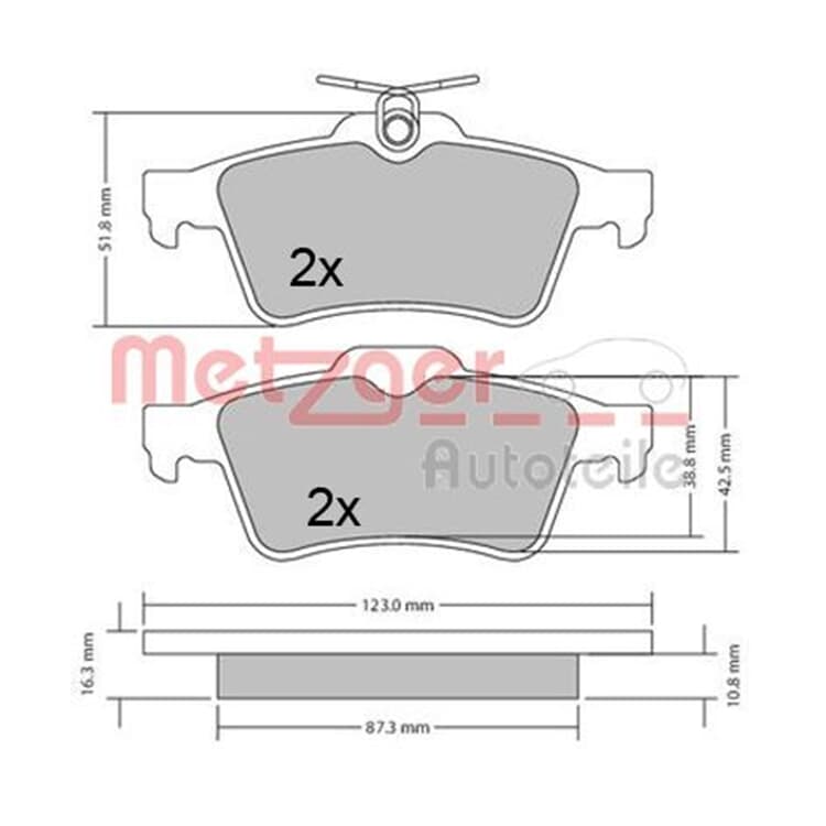 Metzger Bremsbel?ge hinten Peugeot 508 von METZGER