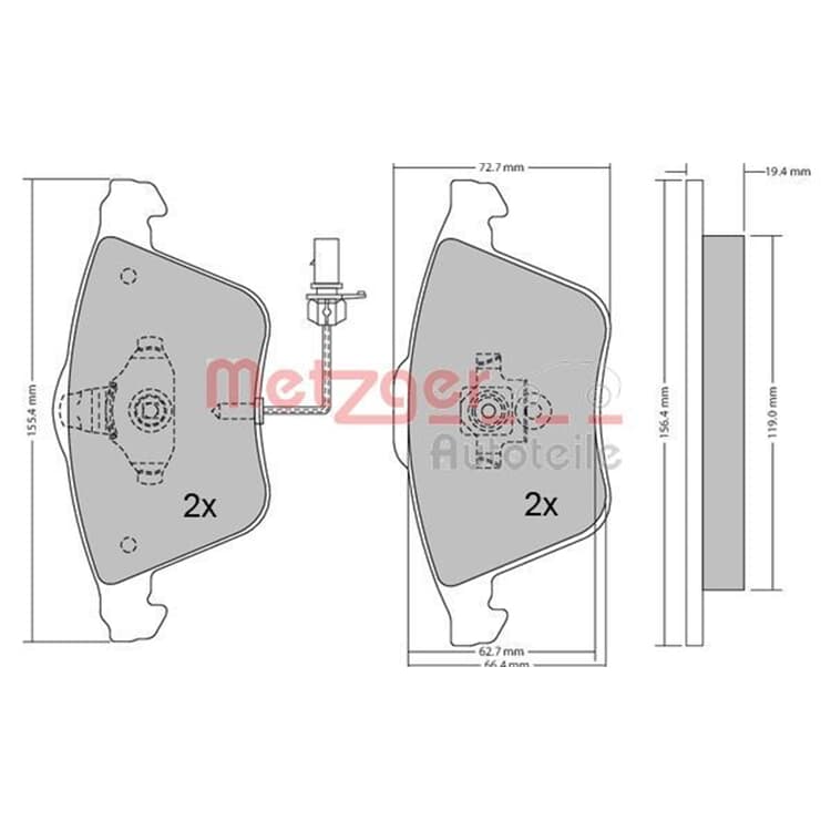 Metzger Bremsbel?ge vorne Audi A4 A6 A8 Seat Exeo von METZGER