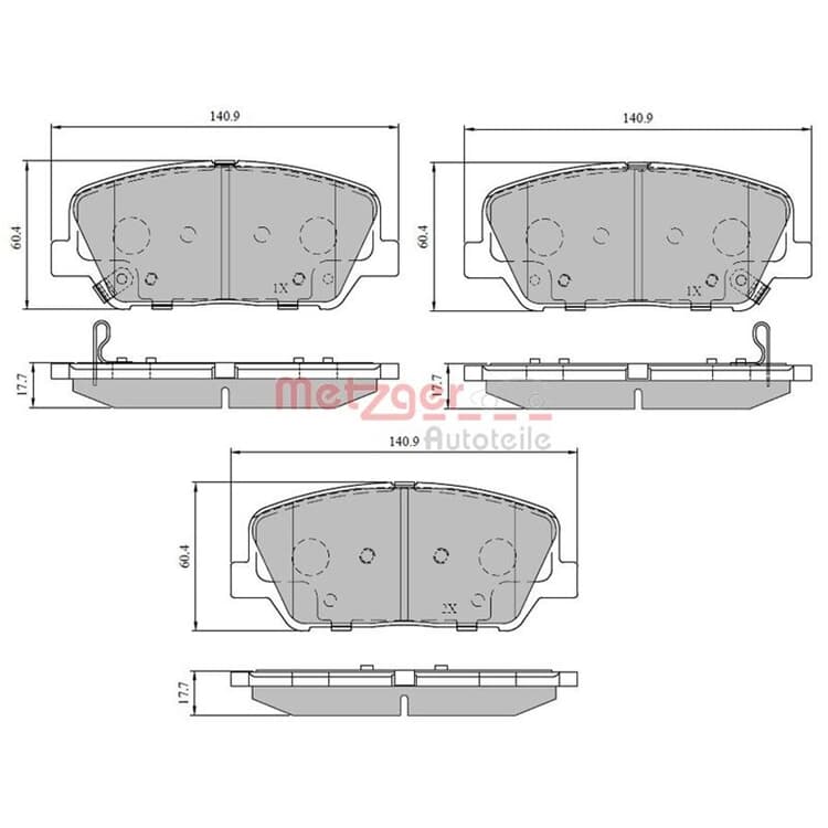 Metzger Bremsbel?ge vorne Hyundai Grandeur I30 Veloster Kia Ceed Optima Pro von METZGER