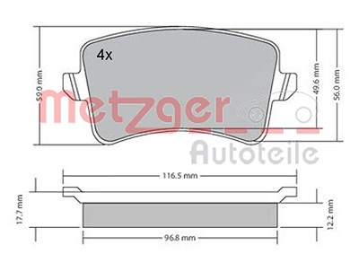 Metzger Bremsbeläge hinten (Satz) [Hersteller-Nr. 1170113] für Audi von METZGER