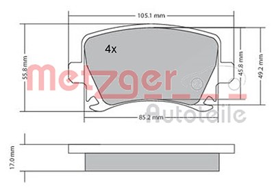 Metzger Bremsbeläge hinten (Satz) [Hersteller-Nr. 1170005] für Audi, Seat, Skoda, VW von METZGER