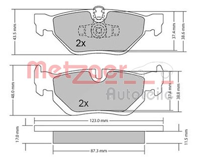 Metzger Bremsbeläge hinten (Satz) [Hersteller-Nr. 1170031] für BMW von METZGER