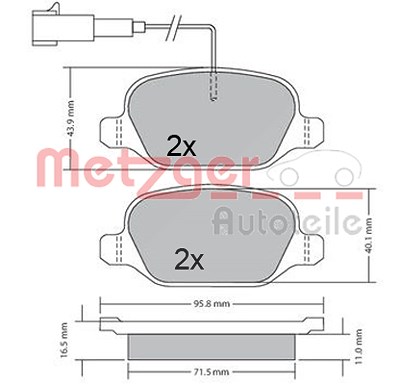 Metzger Bremsbeläge hinten (Satz) [Hersteller-Nr. 1170555] für Alfa Romeo von METZGER