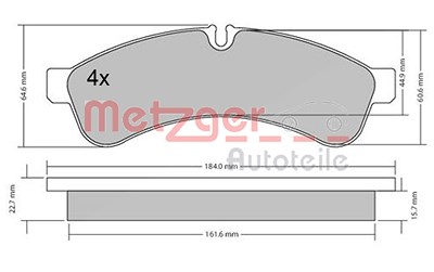 Metzger Bremsbeläge hinten (Satz) [Hersteller-Nr. 1170544] für Iveco von METZGER