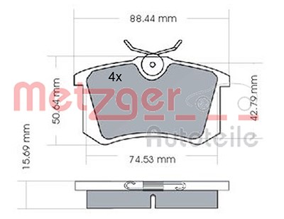 Metzger Bremsbeläge hinten (Satz) [Hersteller-Nr. 1170022] für Nissan, Peugeot, Renault, Seat, VW von METZGER