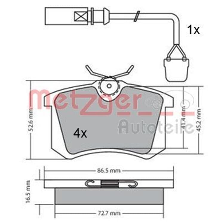 Metzger Bremsbel?ge hinten Audi A2 Seat Ibiza Skoda Fabia VW Lupo Polo von METZGER