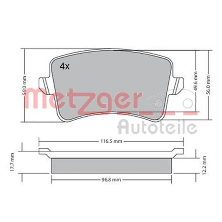 Metzger Bremsbel?ge hinten Audi A4 A5 Q5 von METZGER