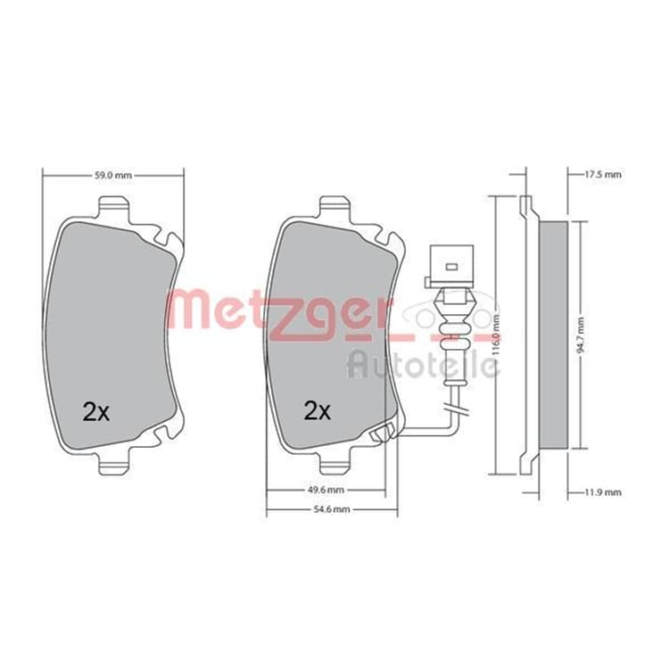 Metzger Bremsbel?ge hinten Audi A4 A6 A8 VW Phaeton von METZGER