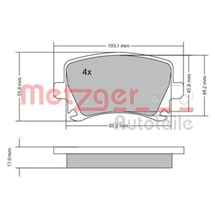 Metzger Bremsbel?ge hinten Audi Seat Skoda VW von METZGER