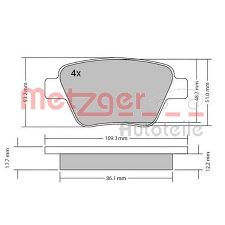 Metzger Bremsbel?ge hinten Audi Seat Skoda VW von METZGER