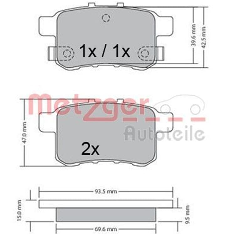 Metzger Bremsbel?ge hinten Honda Accord von METZGER