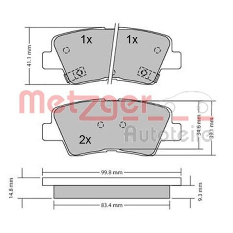 Metzger Bremsbel?ge hinten Hyundai Kia von METZGER