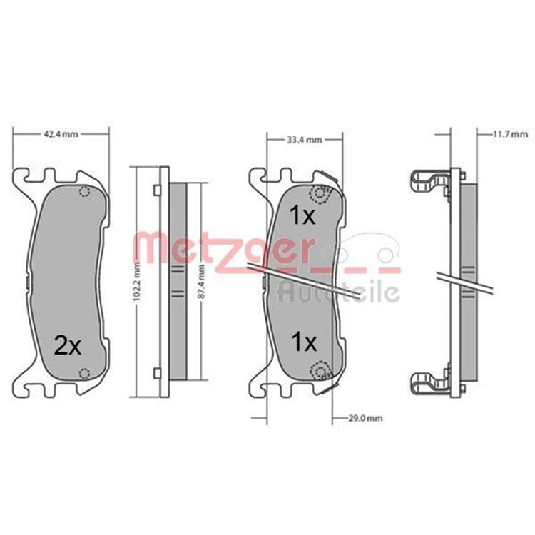 Metzger Bremsbel?ge hinten Mazda Mx-5 von METZGER