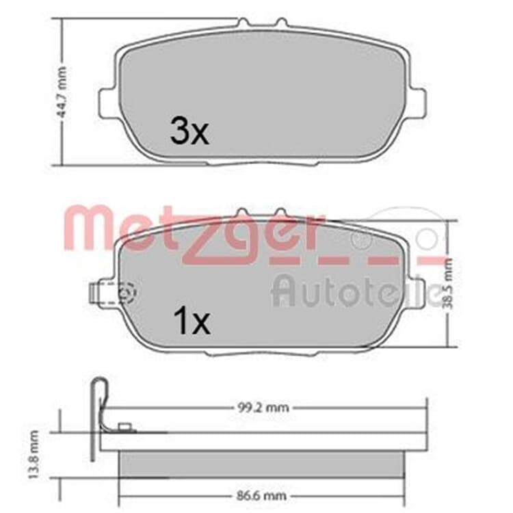 Metzger Bremsbel?ge hinten Mazda Mx-5 von METZGER