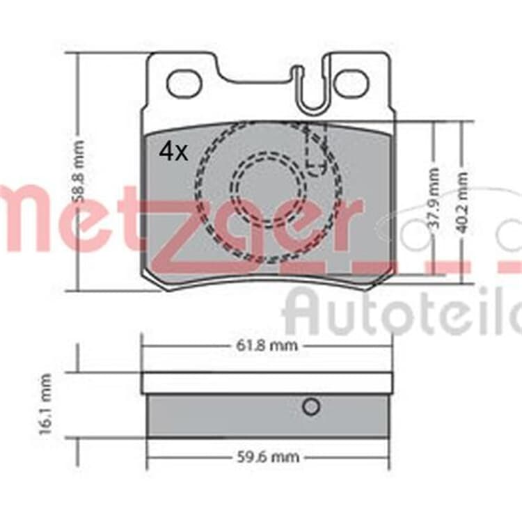 Metzger Bremsbel?ge hinten Mercedes 124 190 C-Klasse E-Klasse Sl Slk von METZGER